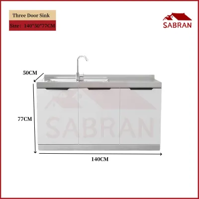 SABRAN Kitchen Stainless Steel Storage Cabinet Set Kitchen Sink Base Multifunctional Stove Cabinet