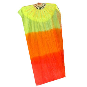 180CM Dance Fan Bamboo Belly Dance Performance Fan Gradient Color Long Silk Fan