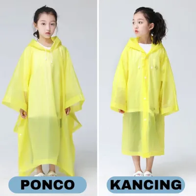 KUKE Jas Hujan Anak Karakter EVA Ponco Lengan Polos Mantel Rain Coat Murah Import Berkualitas