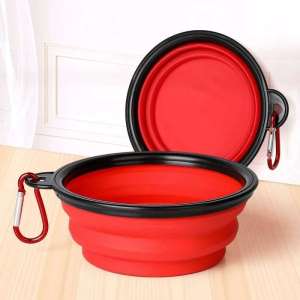 New 2 in 1 Collapsible Dog Travel Bowl Double Bowls Folding Food Water Bowl Portable Hangable Dog Feeder for Outdoor Dog Product