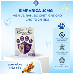 Viên Nhai Simparica size XS Phòng Và Trị Ve Rận Bọ Chét Trên Chó từ 2.6-5kg