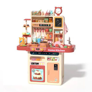 93CM Kitchen Playset Toy 93Pc Accessories with Realistic Lights & Sounds (Sink & Oven Egg Steamer Menu Board Included) Toddlers Toys