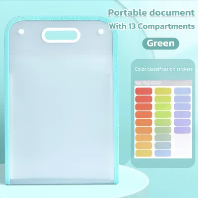 13 Layer Large Capacity Folder File Organizer with Handle Expanding File Folder Vertical Portable Style Multi-Layer A4 Expanding Bag Labeled Paper Folder Waterproof