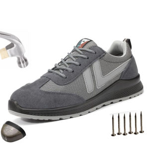 Lightweight Men Safety Work Shoes with Steel Toe Cap Puncture-Proof Indestructible Work Footwear Breathable 6KV Insulation Boots