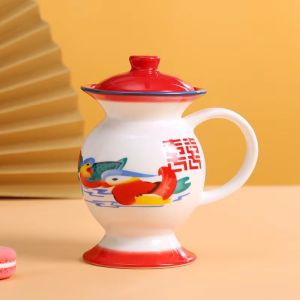 Chinese Style Funny Rice Bowl Ancient Water Cup Nostalgic Noodle Bowl With Lid Spittoon Tea Jar Nostalgic Old-fashioned Large Tableware