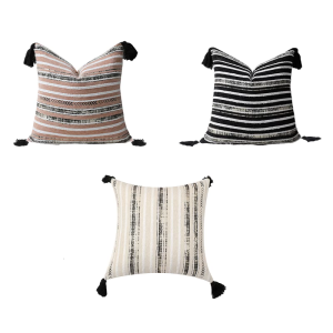 Chenilles Jacquard Stripeds Tassels Fringes Throw Pillow Cover Bohemians Protectors Cushions Cover Home Decoration for Sofa and Car