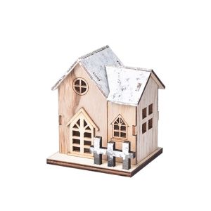 ZSDN MALL Christmas Decoration For Home Table Craft Battery Powered Hut LED Light For home Christmas Gift Luminous Cabin Christmas Ornaments Christmas Decorations Wooden House