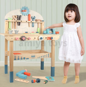 Kids Wooden Workbench Pretend Playset Multifunctional Toys Early Learning Educational Toys (FAST DELIVERY)