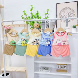 Bộ quần áo sát nách mùa hè cho bé từ 6 - 16kg Chất liệu cotton mềm thoáng mái kháng khuẩn thấm hút mồ hôi tốt