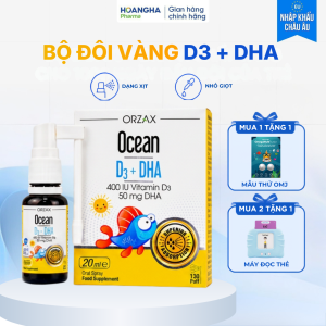 [Dạng Xịt/ Dạng Ống] Ocean D3DHA 20ML - Bổ Sung Vitamin D3 Hỗ Trợ Tăng Cường Hấp Thu Canxi DHA Cho Trẻ Sơ Sinh Cải Thiện Tình Trạng Trằn Trọc Khó Ngủ Ít Tập Trung Trí Nhớ Kém