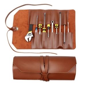 DOUBLEL 10 Slots Portable Wrench Storage Bag Folding Pouch Organizer Holder Carry Tool Organizer Leather Folding Bag Tool Storage Bag Tool Roll Up Bag