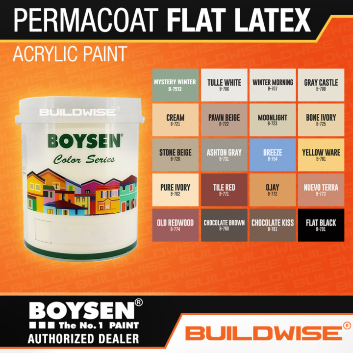 Boysen Permacoat Flat Latex Acrylic Paint - 1L/4L「BUILDWISE®」 *NEW ...