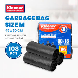 Kleaner Trash Bag HITAM 108 pcs - 15L (3roll) Kantong Sampah GSL997