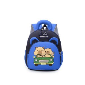 SPARAK Cartoon Capybara Backpack Nylon Large Capacity Capybara School Bag Kawaii Lightweight Kindergarten Backpack