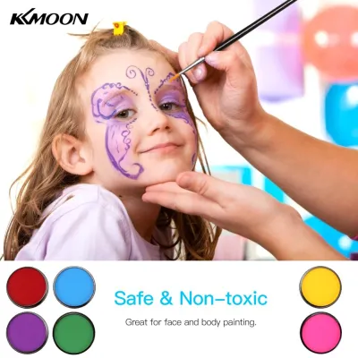 KKmoon UV Face & Body Paint Blacklight Neon Fluorescent Glow Paint Water Activated Makeup Painting Pigment Hypoallergenic Safe & Non-Toxic Facepaint Easy to Clean for Children Adults Halloween Cosplay