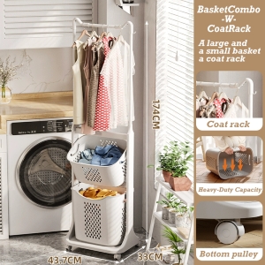 NEST 2/3/4 Layers Laundry Basket With Wheels Bathroom Dirty Clothes Storage Basket Organizers