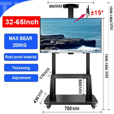 32/65/75/85 Inch Universal TV Stand Floor Stand LCD Movable TV Bracket Base with Tray Can Angle Adjustable 15 °