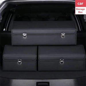 NOCASE with Lock Car Trunk Storage Vehicle Organizer Foldable PU Leather Auto Bag Durable Multi-purpose Car Storage Box