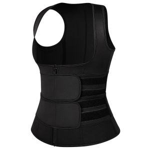 Women Waist Trainer Corset Zipper Vest Neoprene Body Shaper Cincher Workout Tank Top with Double Belt Compression Shapewear