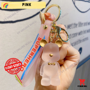 VTOM Cute Keychain Teddy Bear With Bow Tie And Superhero Strap Keychains For Bag Gift Souvenirs Rantai Kunci Murah Comel