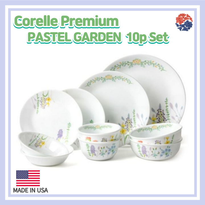 Corelle Premium Pastel Garden 10p Set/Corelle USA set/Plate Set