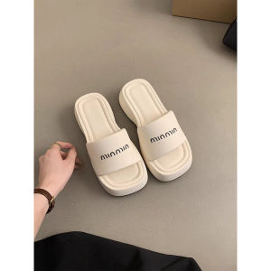 [Free Shipping] Thick-Soled One-Strap Sandals For Women Suitable For Outdoor Wear 2026 Summer New Collection Black Height-Enhancing Design
