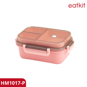 Eatkit Kotak makan siang transparan 1250ml  desain dua lapis kotak makan siang untuk pekerja kantor dan pelajar pemanas microwave