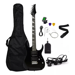 39 Inch 6-String 24 Fret Wire Mini Audio Electric Guitar Set with Accessory