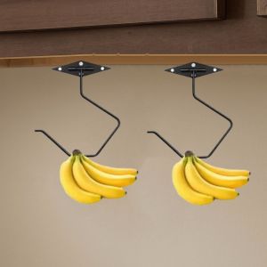 CHICNOOK 2Pcs โลหะ ที่วางกล้วยแบบพับได้ รับน้ำหนักได้ดี ประหยัดพื้นที่ ตะขอเก็บอุปกรณ์ ใช้งานได้หลากหลาย ติดตั้งง่าย ที่แขวนกล้วยใต้ตู้ สำหรับบ้าน
