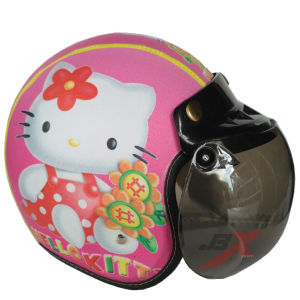 Helm Anak Bogo Motif lucu Merah Usia 2-7 Tahun Lapis Kulit Sintesis