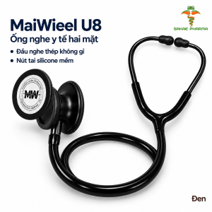 Ống Nghe Y Tế Maiwieel U8 Màu Đen Hai Mặt Thép Không Gỉ Nghe Tim Phổi Cho Bác Sĩ Và Sinh Viên Y Khoa