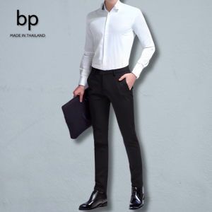 bp กางเกงขายาว กางเกงสแล็ค ผ้ายืด ทรงกระบอกเล็ก เอว 28-52 สีดำ MADE IN THAILAND