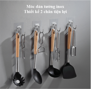 Móc inox dán tường 2 chân Móc dán tường inox 304 siêu chắc không gỉ