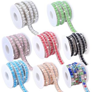 BUENOO 3 Yards Đầy màu sắc Dải pha lê tự dính Lấp lánh Linh hoạt Dải đá pha lê Lấp lánh Trang trí tự làm Dây chuyền ngọc trai Trang trí quần áo