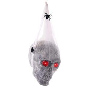 Interactive Halloween Decoration Hauntingly Realistic Skull Ornament with Glowing Eye for Halloween Event Decors