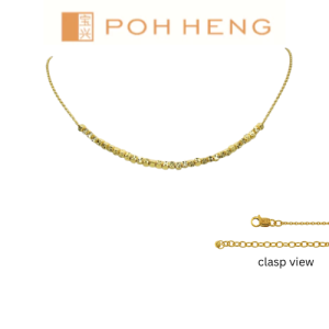 Poh Heng Jewellery 22K Cube Bead Necklace in Yellow Gold [Price By Weight]