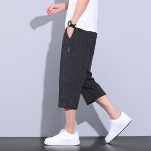 💕 Hot Sale Cropped Trousers💕 Mens Summer Thin Ice Silk Cropped Trousers Straight Loose Mens Casual Thin Mens Clothing男士夏季薄款冰丝七分裤