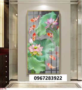 Tranh gạch 3d hoa sen trang trí