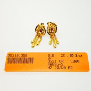 Yon Hing Subang Earrings Gantung Peacock Skru Design Indian 2.01g 2.03g Emas 916