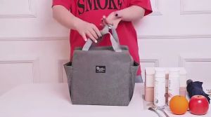 Portable Double Pocket Insulation Bag Waterproof Aluminum Foil Insulated Large Canvas Lunch Bag