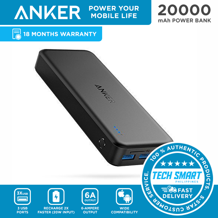 Anker 20000 PowerCore Elite 20000mAh Power Bank with 3-Port 6A