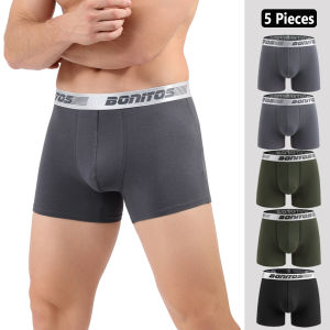 5pcs Mens Underpants Cotton Boxer Briefs Classic Men Panties BONITOS Letter Elastic Waistband Boxers Underwear For Man Shorts2026