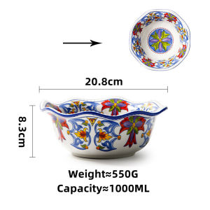 Omk phong cách Ma-rốc underglaze gốm bát đựng sa lát Đĩa sâu
