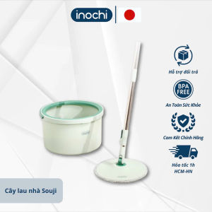 Cây lau nhà tự vắt bộ lau nhà đa năng cây lau thông minh tách nước tròn Souji Inochi - Happy Life 4U