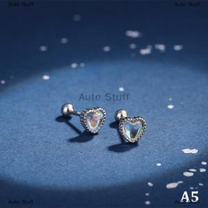 [COD] Auto Stuff ต่างหูสตั๊ดคริสตัล1คู่ต่างหูเกลียวสแตนเลสต่างหูชุบเงินผู้หญิงต่างหูรูปหัวใจดาว