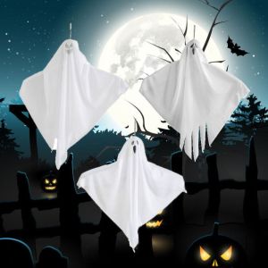 ZENGD 1/3pcs อุปกรณ์ประกอบเสื้อผ้า จี้ผีฮาโลวีน ชุดคอสเพลย์ หน้าผี ของตกแต่งผีฮาโลวีน สร้างสรรค์และสร้างสรรค์ สีขาวขาว จี้รูปใบหน้าผี บ้านในบ้าน