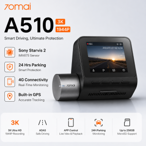 70mai A510 3K Dash Cam | Crystal Clear 1944P HDR | GPS Navigation | ADAS Safety | Night Vision | 24H Parking Mode