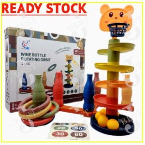 Cute 2in1 Children Kids Toy Rotating Orbit Wine Bottle Creative Indoor Gift Throw circle Game Family Friends Gathering Group Board Fun Exciting Kid Child Toys Game Toys Lucky  basket ball Toy Stacking Toy Montessori Preschool Toy