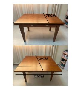 Tiancai Dining Table Extendable Solid Wood Home Furniture Table 4-8 Seater  wood extend 75cmto120cm Furniture home #820