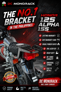 DC Monorack Honda 125 Alpha 155 Motorcycle Bracket - Lifetime Warranty - Double Powder Coated - Heavy Duty - Capacity 80-150KG - Universal Topbox - Easy to Install